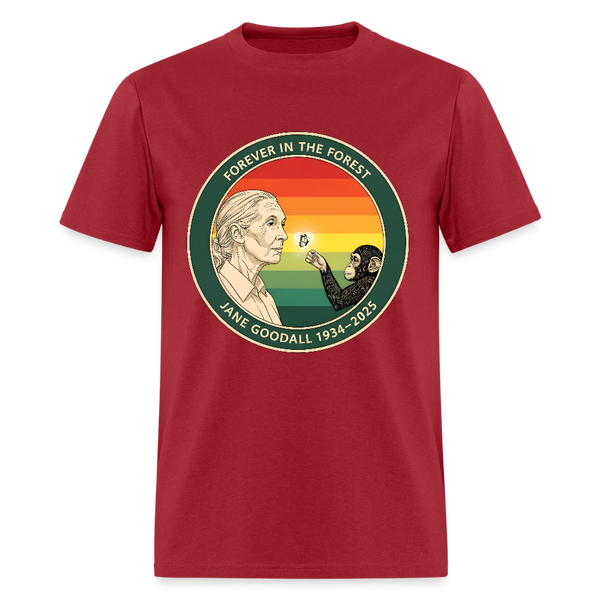 Jane Goodall Forever In The Forest T Shirt - dark red