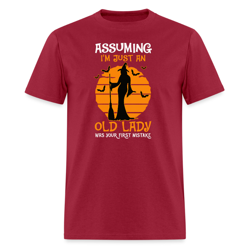 Assuming I'm Just An Old Lady Halloween T Shirt - dark red