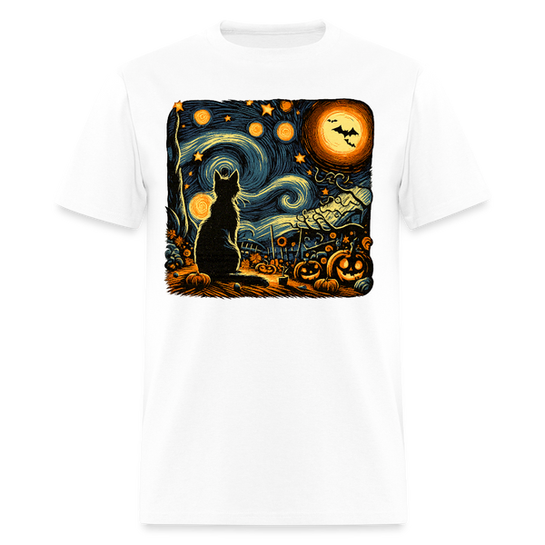 Black Cat Halloween T Shirt - white