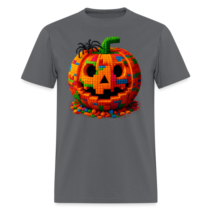 Halloween Pumpkin Bricks T Shirt - charcoal