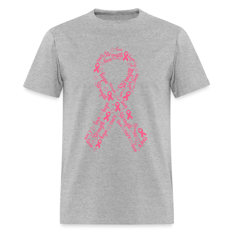 Hope Love Strength Breast Cancer Awareness Month T Shirt - heather gray