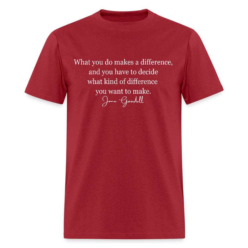 RIP Jane Goodall What You Do Makes A Difference T Shirt - dark red
