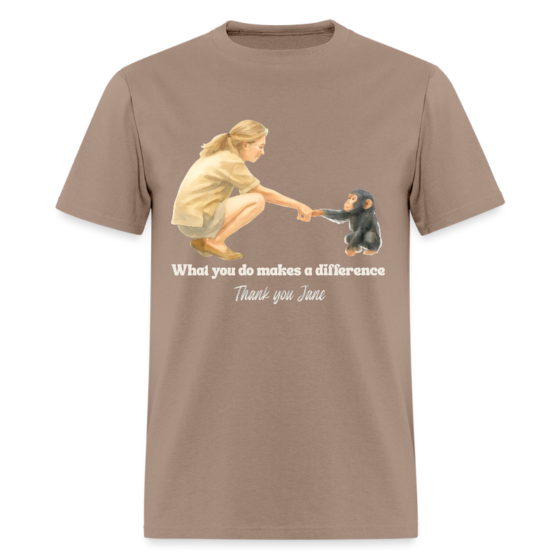 Thank You Jane What You Do Makes A Difference Jane Goodall T Shirt - brown savana