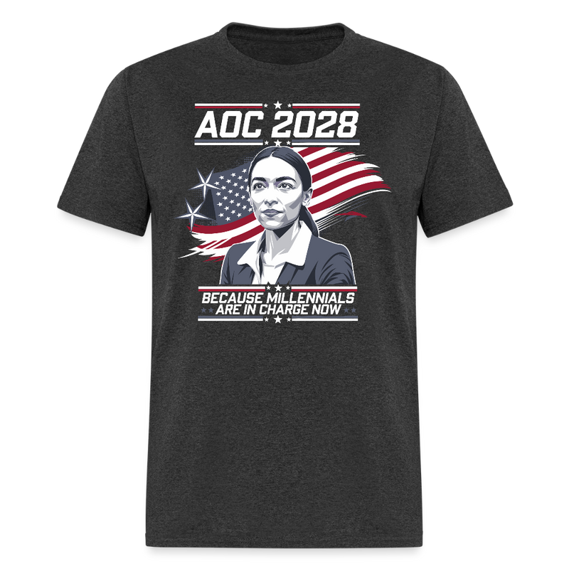 AOC 2028 Because Millennials Are in Charge Now T Shirt - heather black