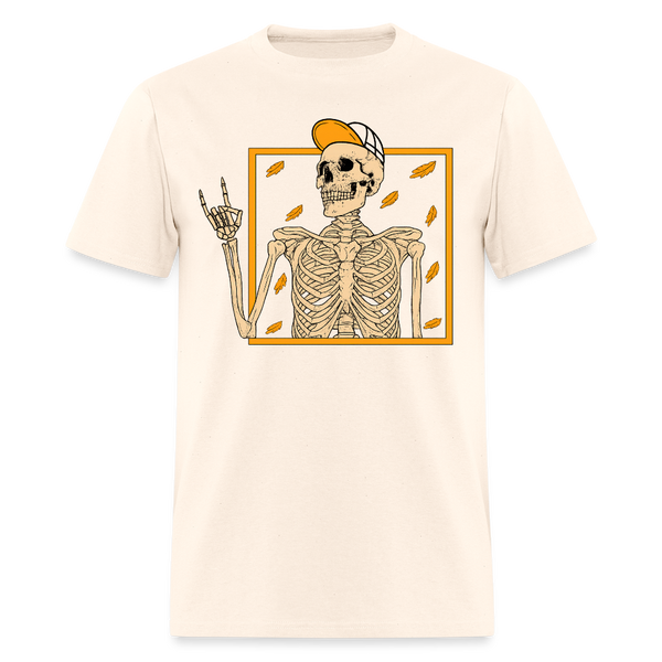Skeleton Rock On Halloween T Shirt - natural