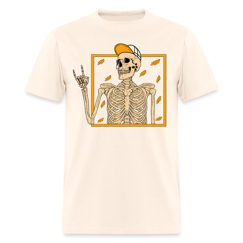 Skeleton Rock On Halloween T Shirt - natural