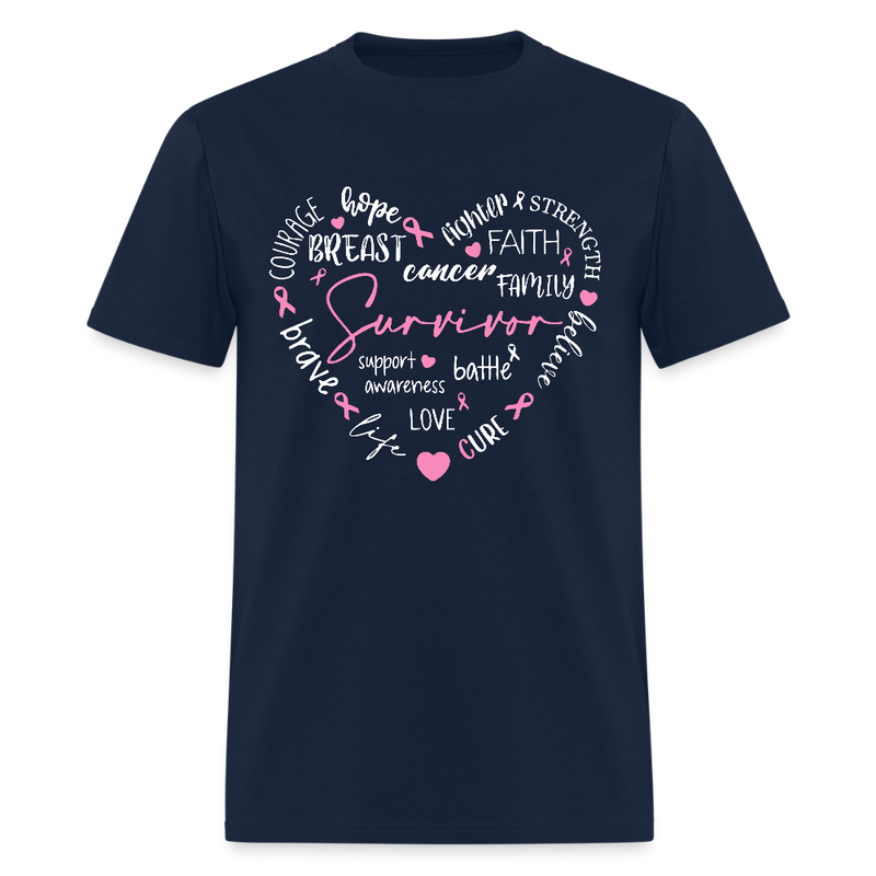 Survivor Breast Cancer Awareness Month T Shirt - navy