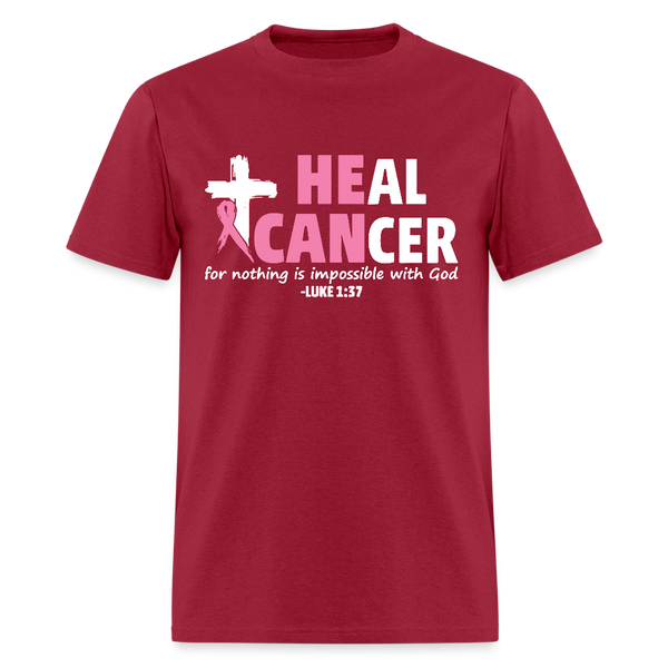 He Can Heal Cancer Breast Cancer Awareness Month T Shirt - dark red