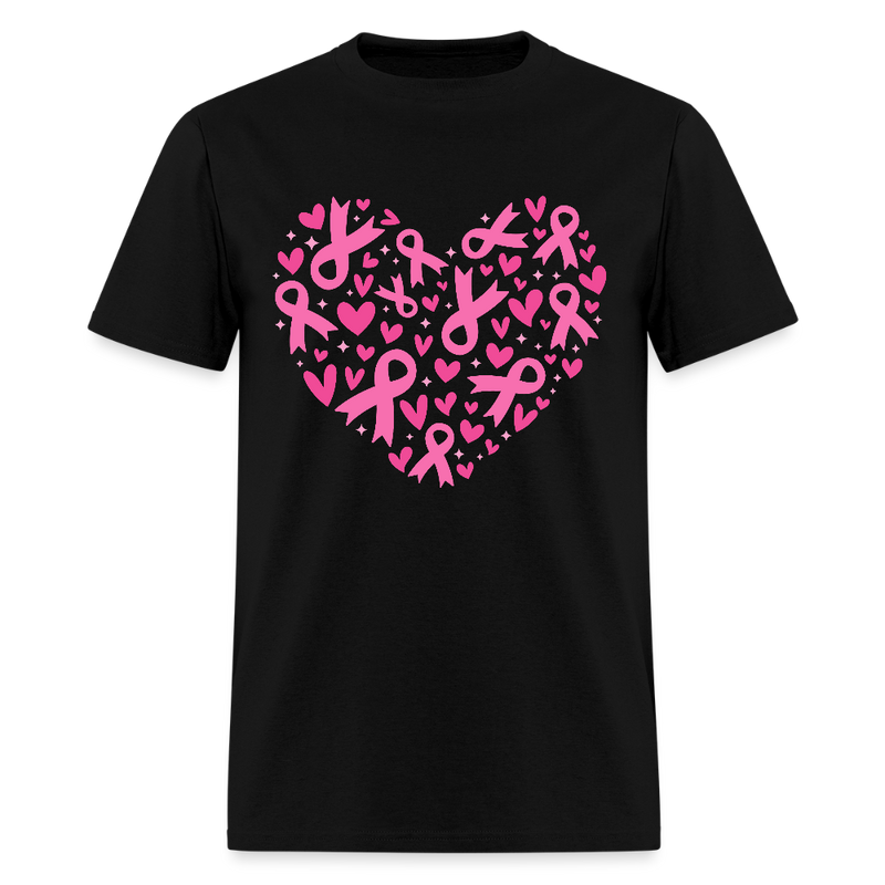Heart Ribbons Breast Cancer Awareness Month T Shirt - black