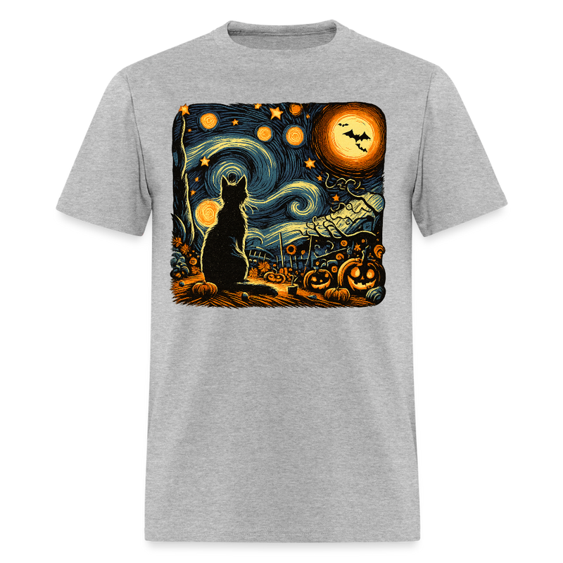 Black Cat Halloween T Shirt - heather gray