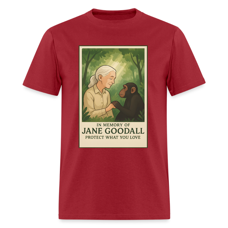 Jane Goodall Protect What You Love T Shirt - dark red