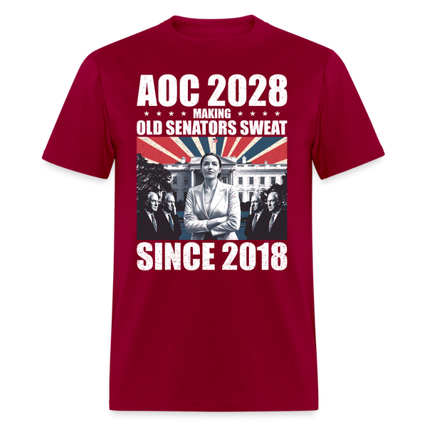 AOC 2028 Making Old Senators Sweat Since 2018 T Shirt - dark red