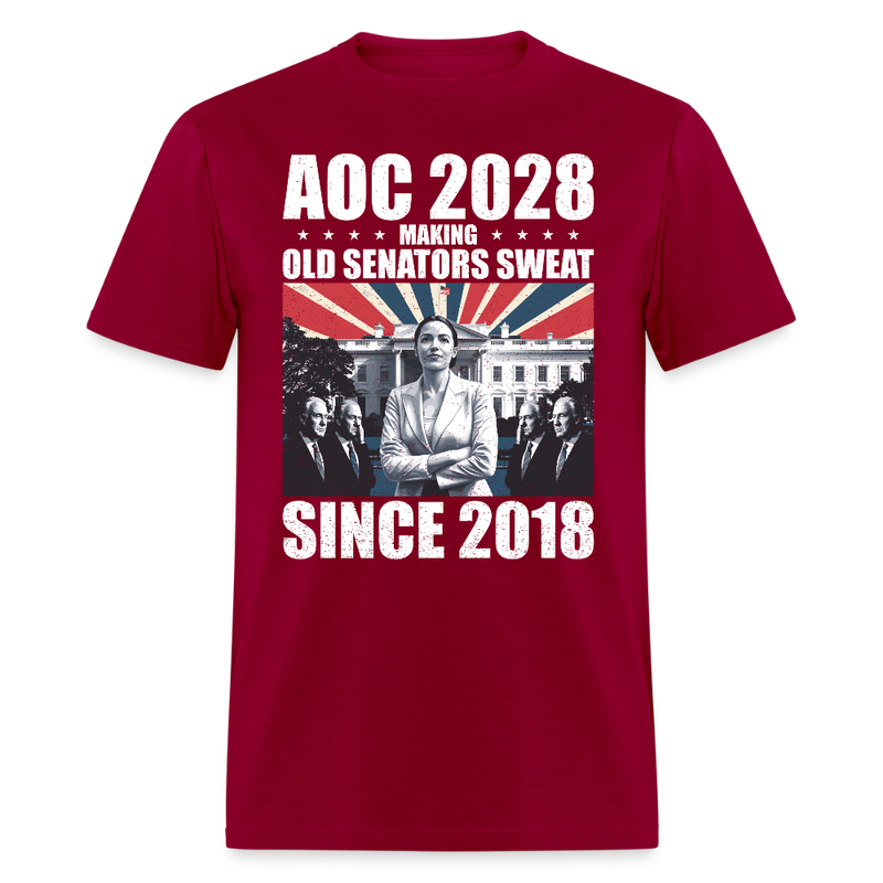 AOC 2028 Making Old Senators Sweat Since 2018 T Shirt - dark red