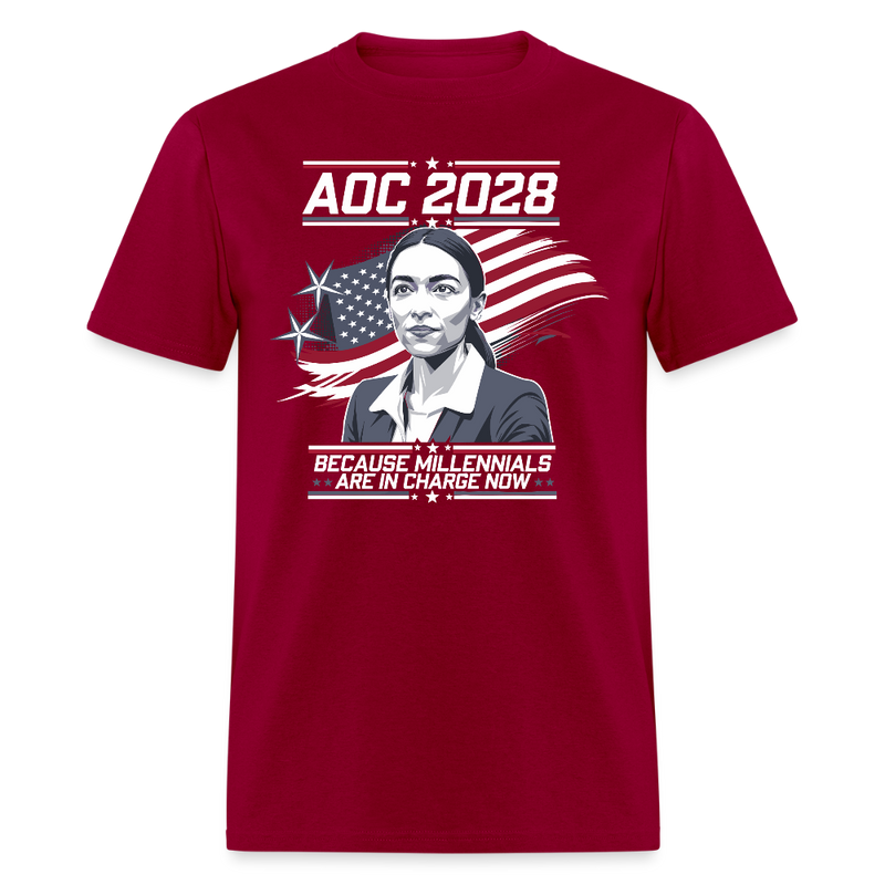 AOC 2028 Because Millennials Are in Charge Now T Shirt - dark red