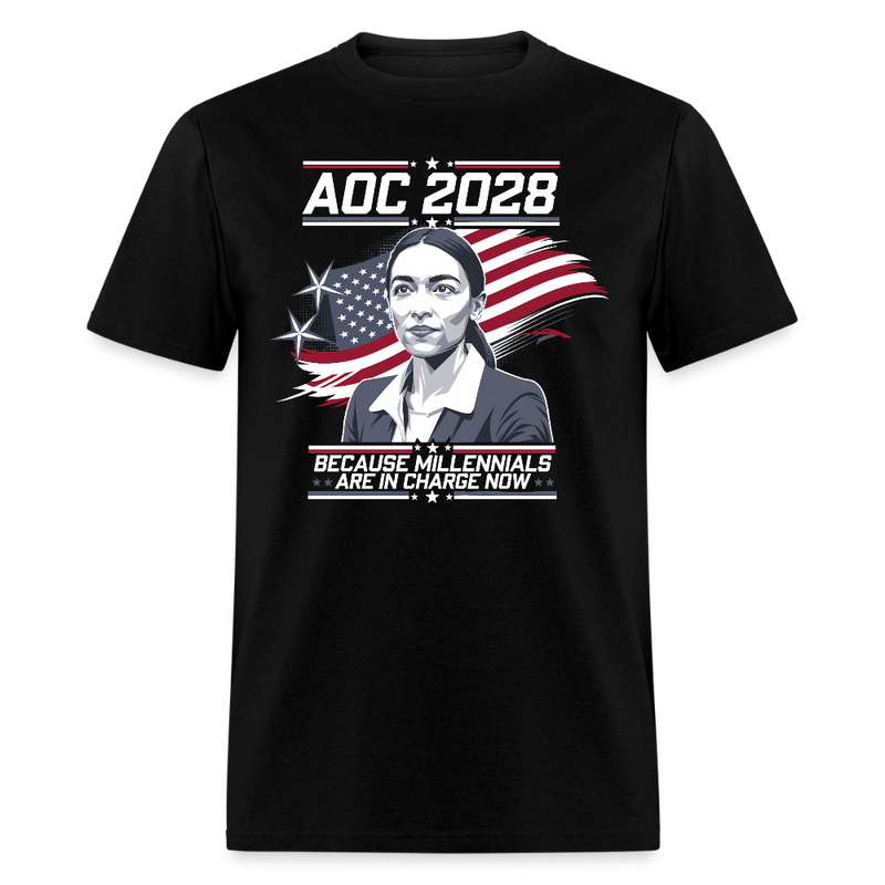 AOC 2028 Because Millennials Are in Charge Now T Shirt - black