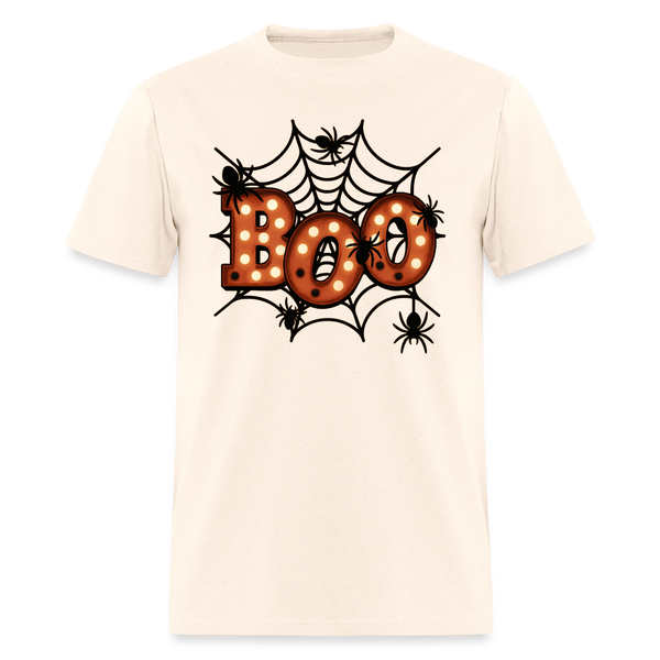 Boo Spider Web Halloween T Shirt - natural