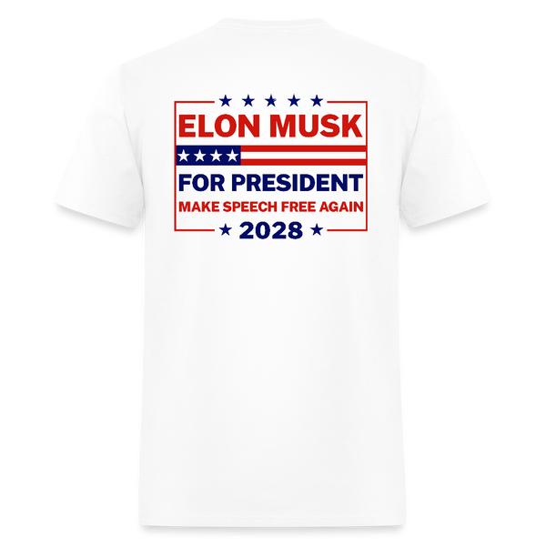Elon Musk For President Make Speech Free Again 2028 T Shirt - white