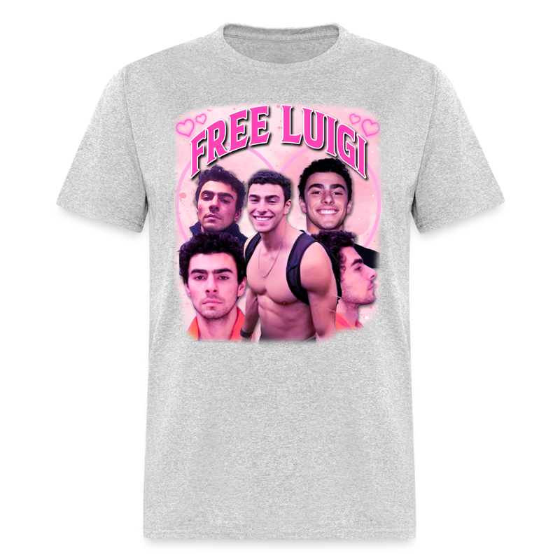 Free Luigi Heart T Shirt - heather gray