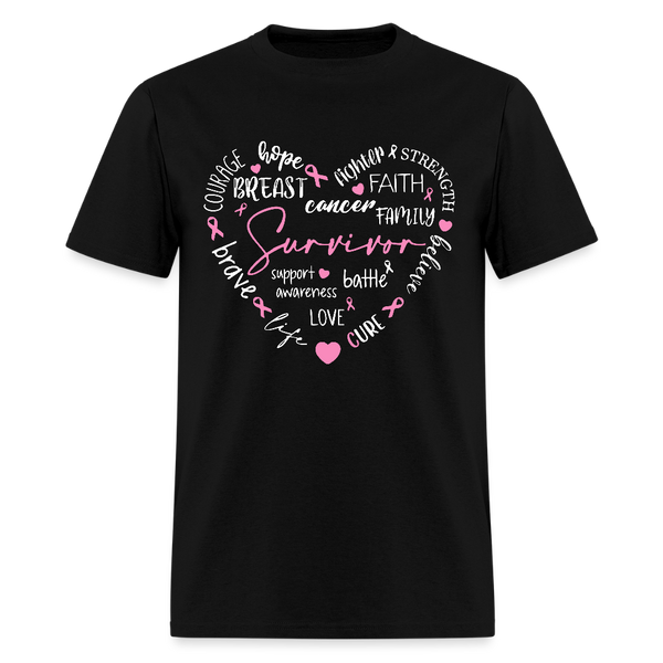 Survivor Breast Cancer Awareness Month T Shirt - black