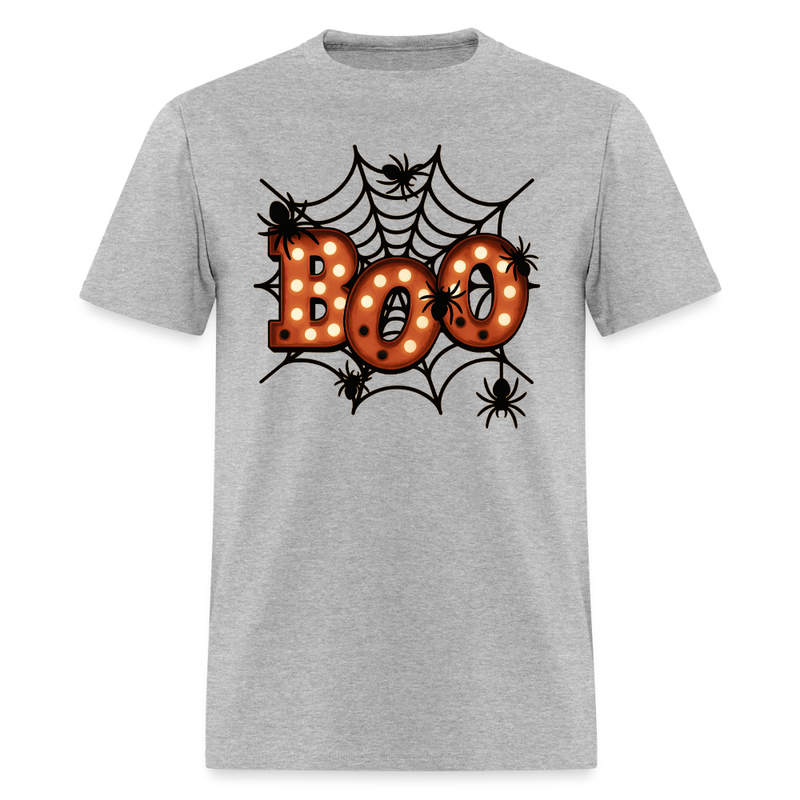 Boo Spider Web Halloween T Shirt - heather gray