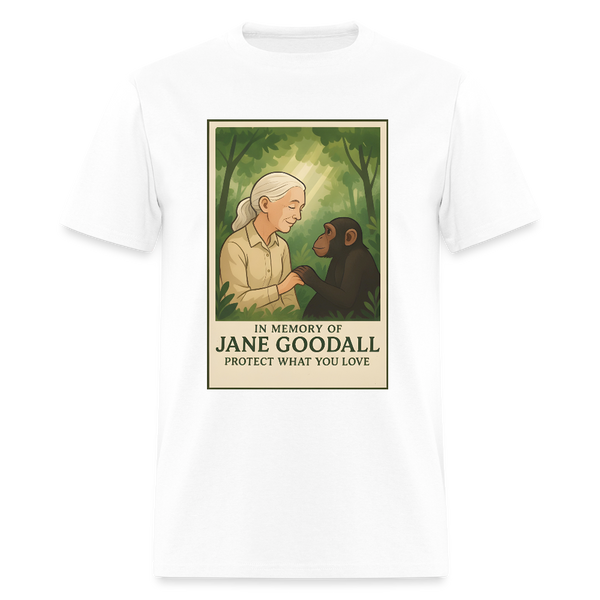 Jane Goodall Protect What You Love T Shirt - white