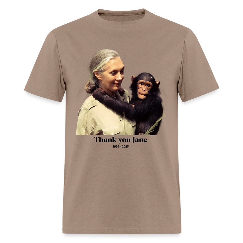 Thank You Jane Goodall T Shirt - brown savana