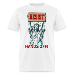 Resist The Statue of Liberty Hands Off T Shirt - white