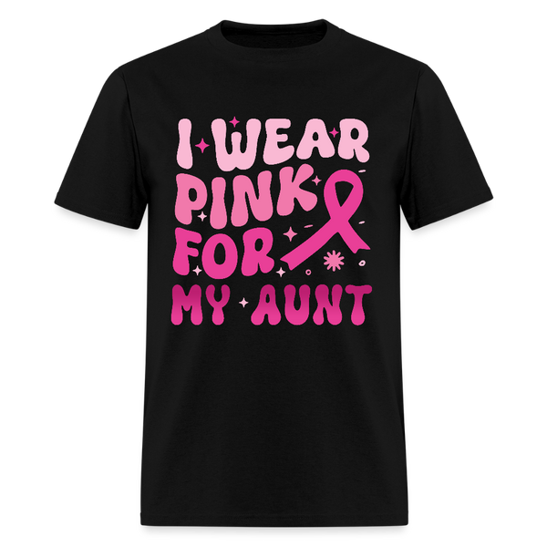 I Wear Pink For My Aunt Breast Cancer Awareness Month T Shirt - black