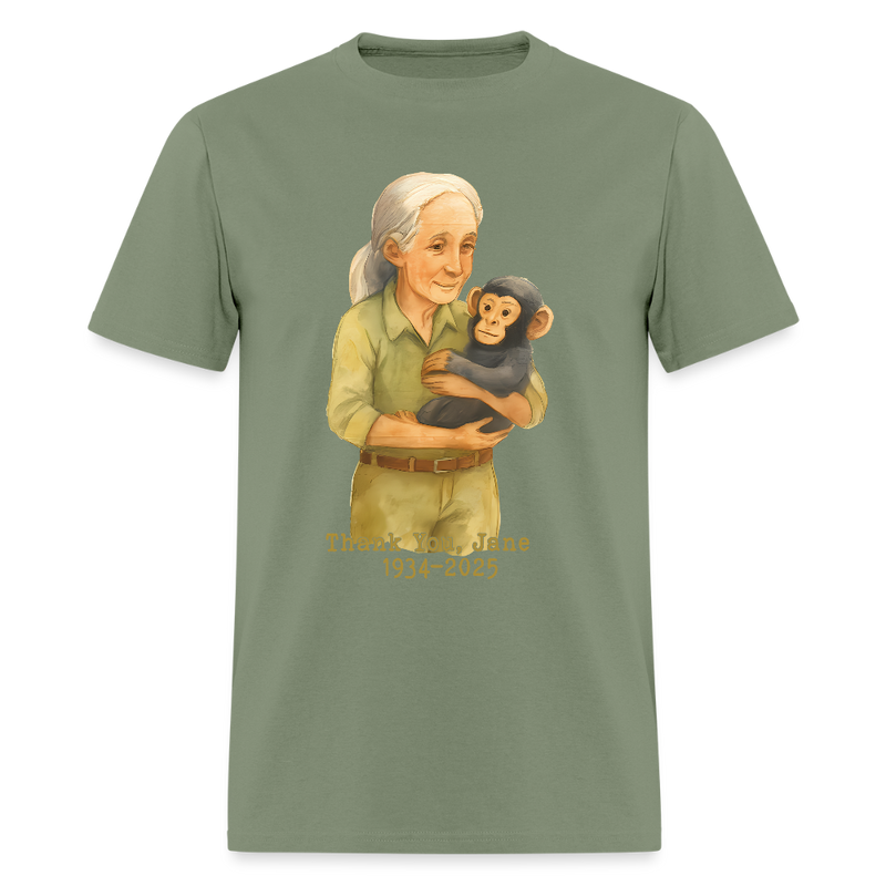 Thank You Jane Goodall 1934-2025 T Shirt - military green