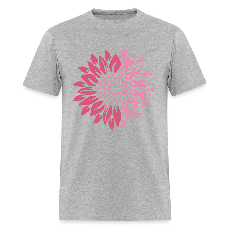 Sunflower Ribbon Breast Cancer Awareness Month T Shirt - heather gray
