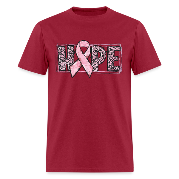 Hope Pink Ribbon Breast Cancer Awareness Month T Shirt - dark red