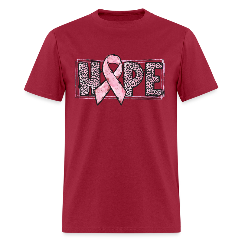 Hope Pink Ribbon Breast Cancer Awareness Month T Shirt - dark red