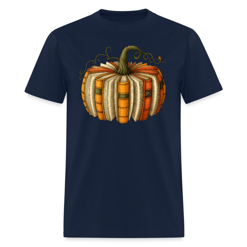 Halloween Pumpkin Book T Shirt - navy
