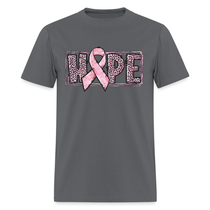 Hope Pink Ribbon Breast Cancer Awareness Month T Shirt - charcoal