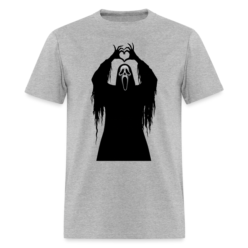 Scary Face Halloween T Shirt - heather gray