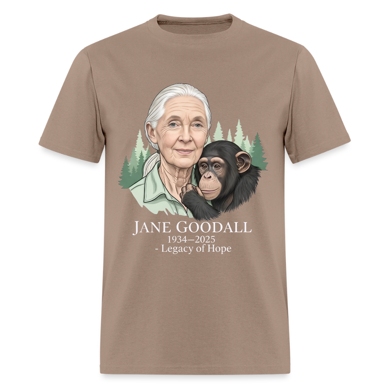 Jane Goodall Tribute Legacy Of Hope T Shirt - brown savana