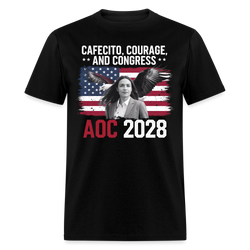 Cafecito Courage and Congress AOC 2028 T Shirt - black