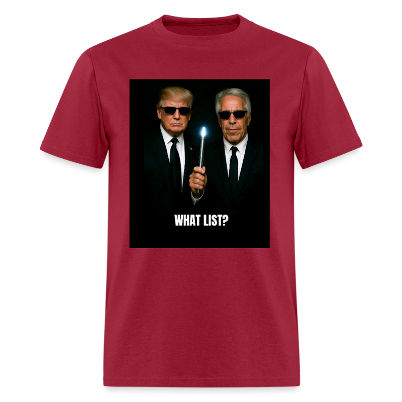 Donald Trump and Jeffrey Epstein What List T Shirt - dark red