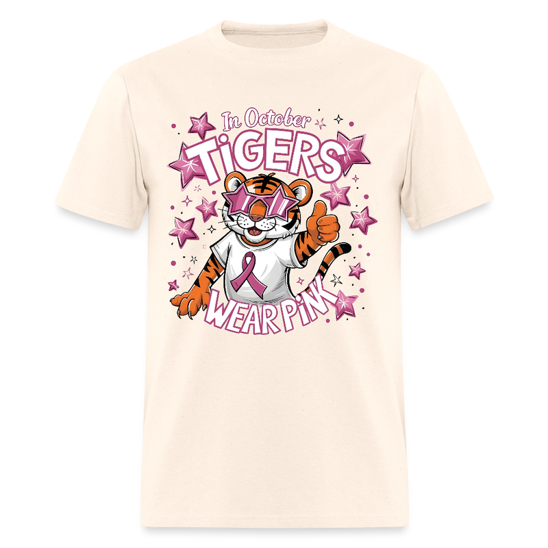 In October Tigers Wear Pink Breast Cancer Awareness Month T Shirt - natural