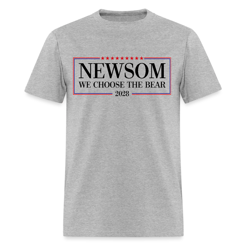 Newsom We Choose The Bear 2028 T Shirt - heather gray