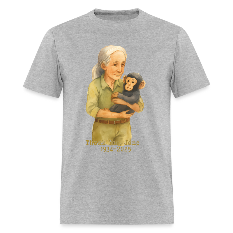 Thank You Jane Goodall 1934-2025 T Shirt - heather gray