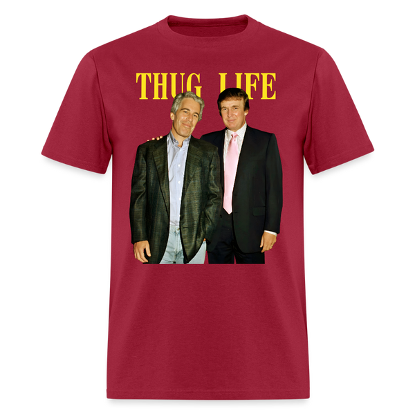 Thug Life Jeffrey Epstein and Donald Trump T Shirt - dark red