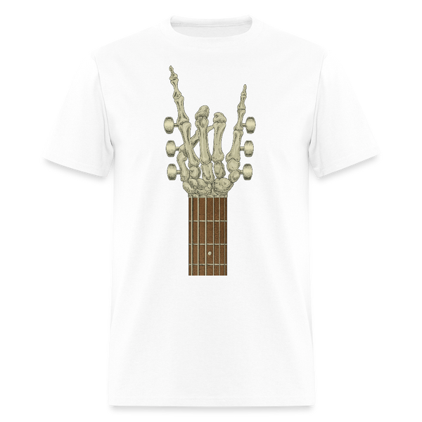 Skeleton Hand Guitar Halloween T Shirt - white