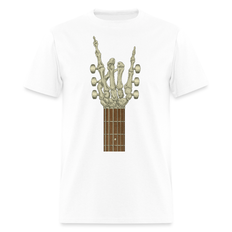 Skeleton Hand Guitar Halloween T Shirt - white