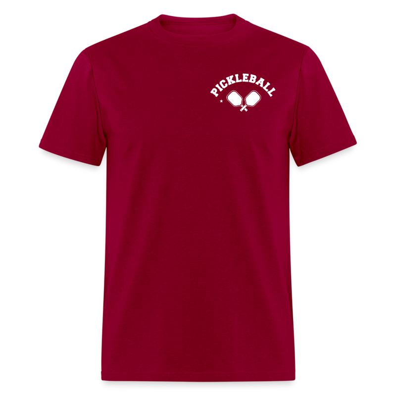 White Pickleball T Shirt - dark red