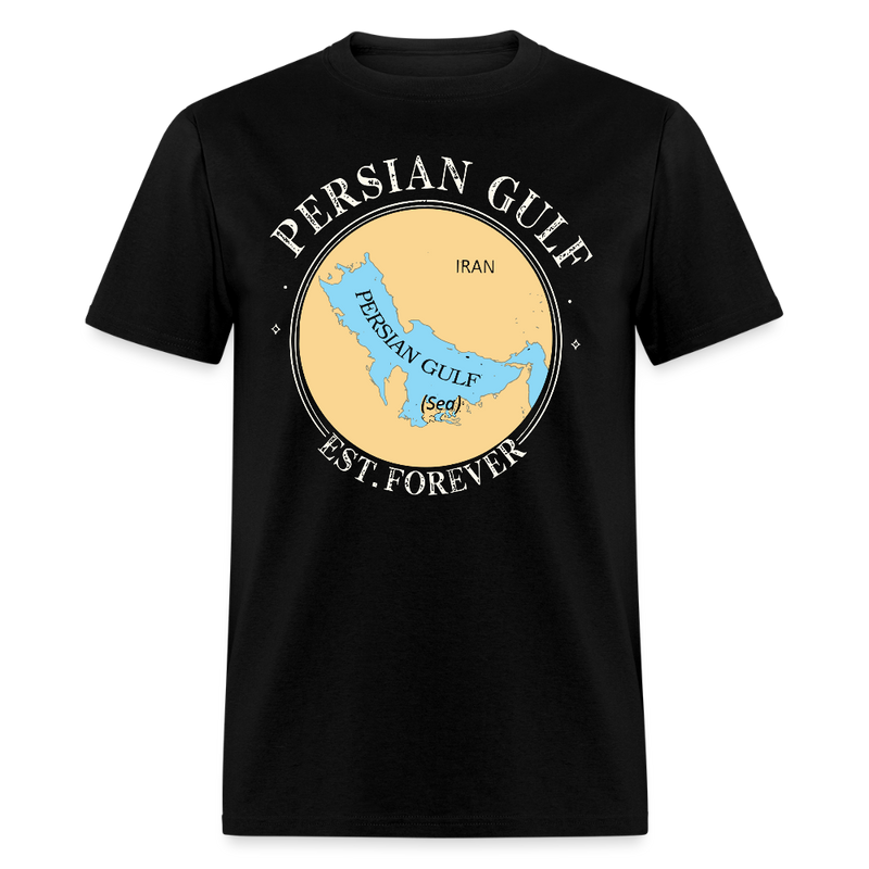 Persian Gulf Est Forever Map T Shirt - black