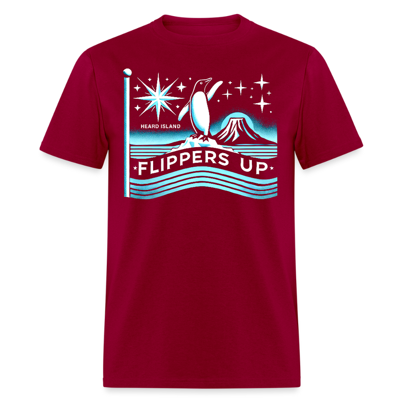 Flippers Up T Shirt - dark red