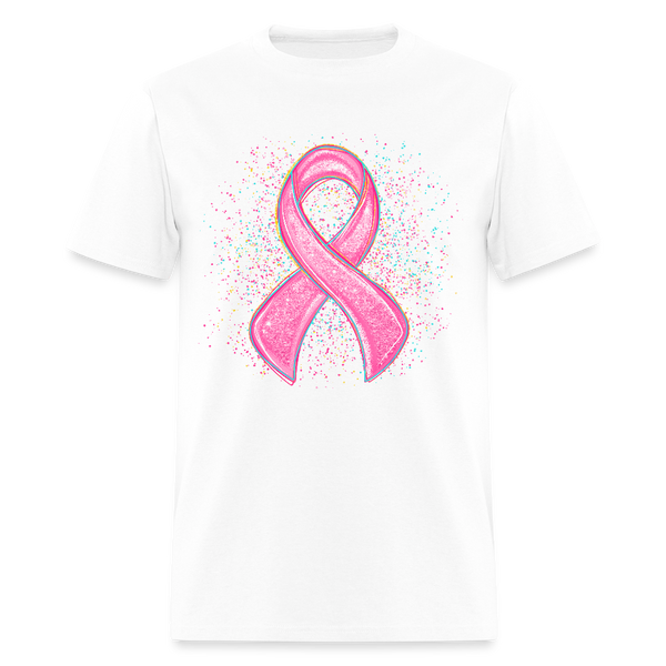 Coquette Pink Ribbon Breast Cancer Awareness Month T Shirt - white