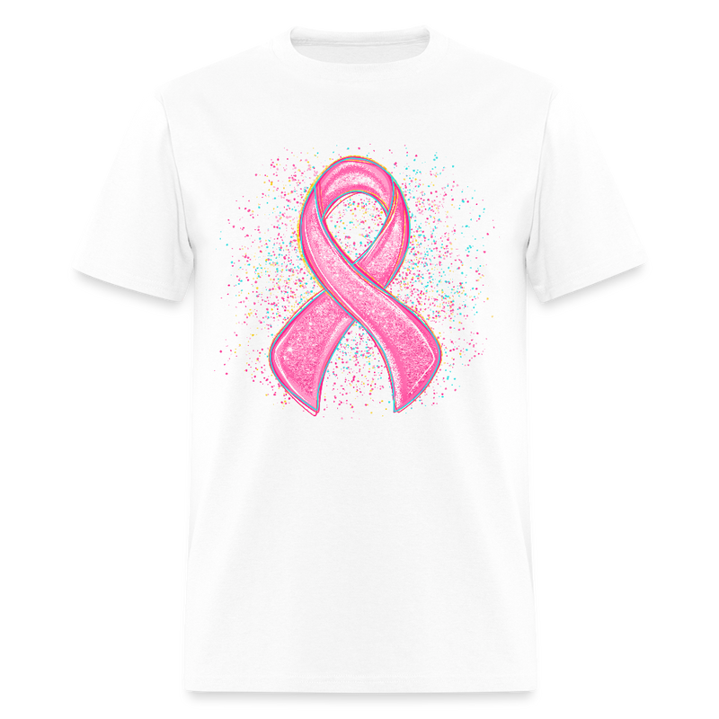 Coquette Pink Ribbon Breast Cancer Awareness Month T Shirt - white