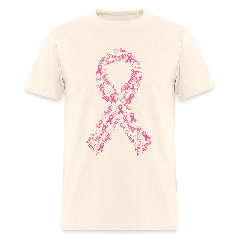 Hope Love Strength Breast Cancer Awareness Month T Shirt - natural